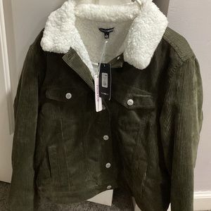 Corduroy fur collar jacket